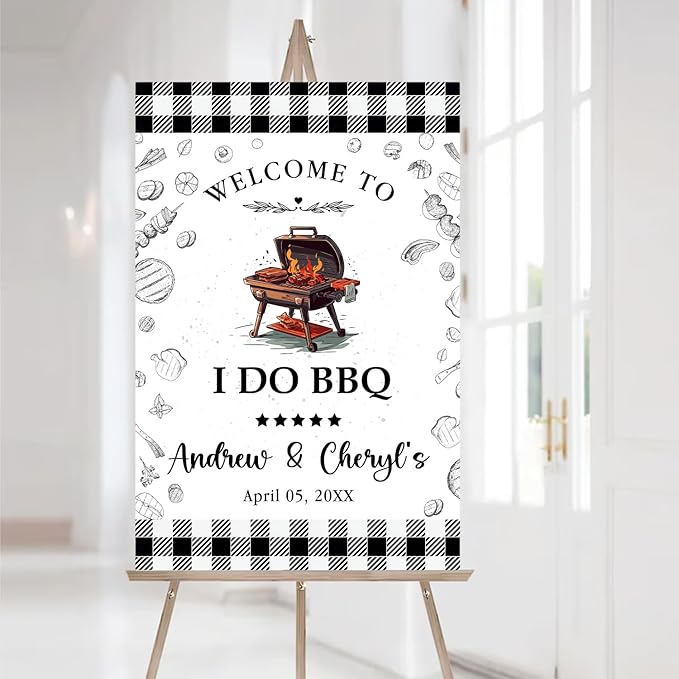 Personalized I Do BBQ Wedding Engagement Party Yard Sign, I Do BBQ Sign, I Do Barbeque Sign, Welcome Sign For BBQ Rehearsal Dinner, BBQ Signs For Outside, I Do BBQ Decorations
