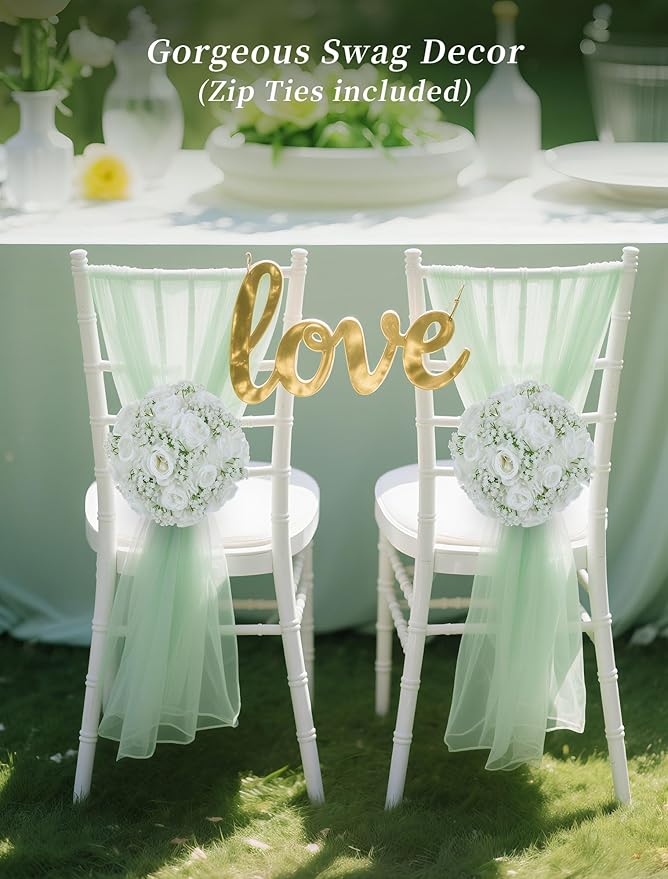 BLOSMON Babys Breath Artificial Flowers: 2 Pcs White Rose Babys Breath Fake Flower Balls Centerpieces for Wedding Table - Faux Silk Kissing Floral Arrangements for Home Party Event Decoration