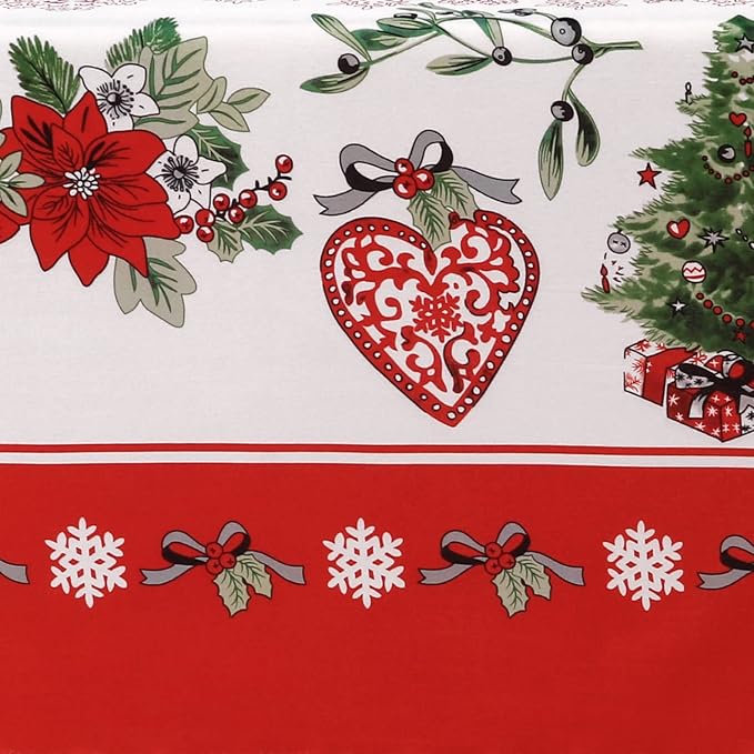 LUSHVIDA Christmas Round Table Cloth – Washable Water Resistance Holiday Microfiber Tablecloth Decorative Table Cover for Banquet Party Kitchen Dining Room, 60 Inch