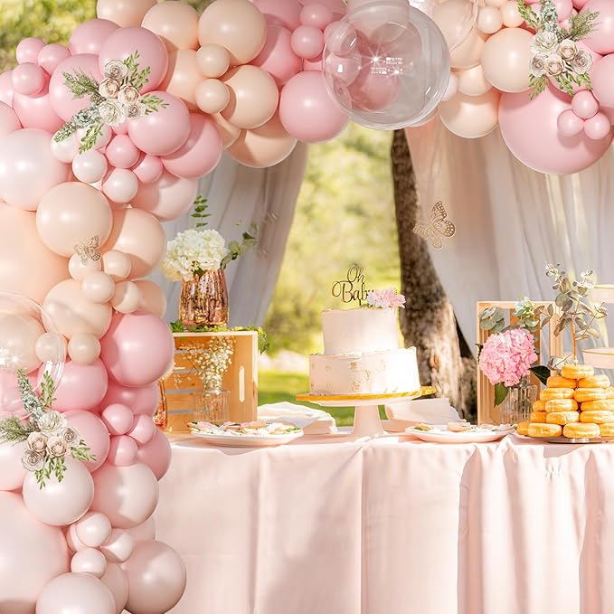 Pink Balloon Arch Kit 126 Pcs Light Pastel Pink Sand Balloon Garland Kit Include Macaron Orange Balloons for Wedding Birthday Baby Shower Gender Reveal Decorations