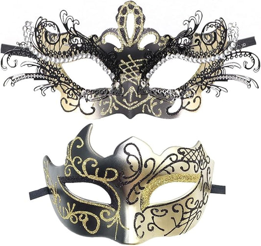 Coolwife Couples Masquerade Masks Metal Venetian Mardi Gras Party Evening Prom Costume Mask