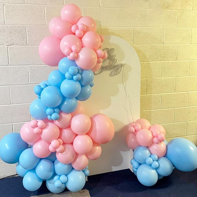 Gender Reveal Balloons, 12 Inch Pink Blue Latex Balloon, Baby Pink and Light Blue Party Helium Balloons for Boys or Girls Baby Shower Gender Reveal Party Decorations Birthday Wedding Supplies