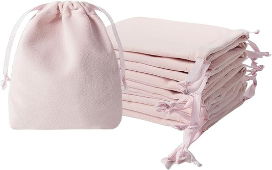 12pcs Light Pink Velvet Drawstring Bags 3x4 inches Small Velvet Cloth Gift Bags Jewelry Pouches for Storage Wedding Party Favor Christmas