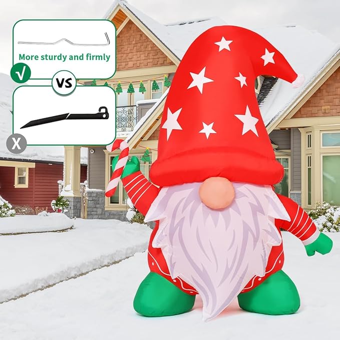 COMIN 4FT Tall Christmas Gnomes Inflatables Outdoor Decorations, Xmas Blow Up Gnomes Wearing Red Hat with Built-in LEDs for Christmas Indoor Outdoor Yard Lawn Garden Decorations