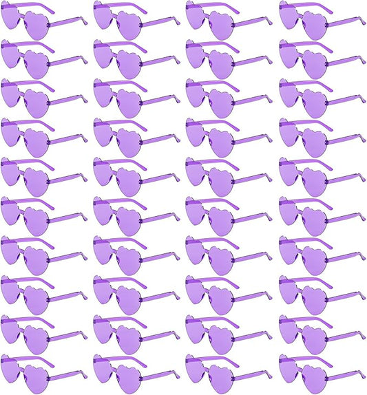 40 Pairs Heart Shaped Sunglasses Bulk, Colorful Rimless Fun Heart Sunglasses for Women Party Favors