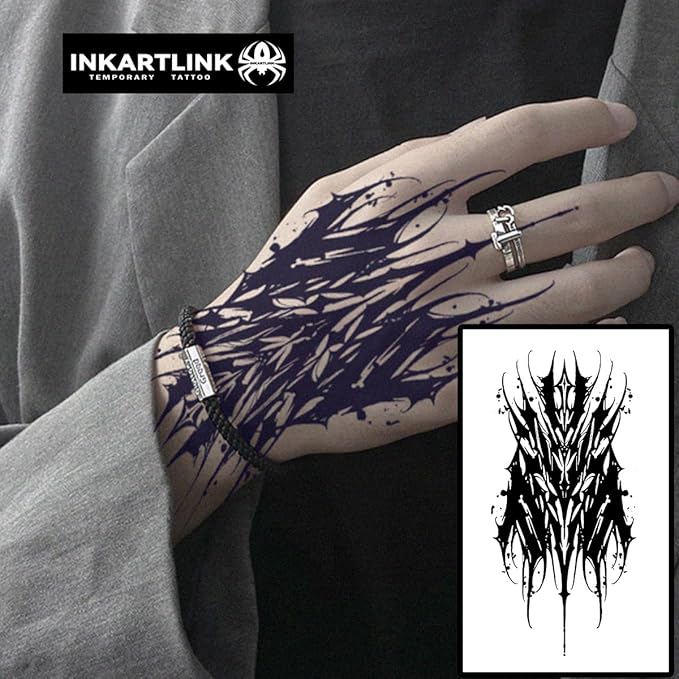 INKARTLINK Semi Permanent Tattoos,Halloween temporary tattoo, party tattoos, realistic, waterproof, cruelty-free, non-reflective (Ink Devil)
