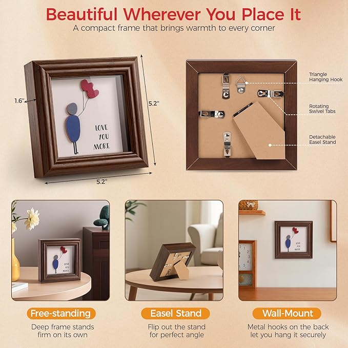 LukieJac Valentine's Day Gifts Shadow Box Frame - I Love You Gifts Decoration for Girlfriend, Her, Wife for Anniversary, Birthday, Christmas