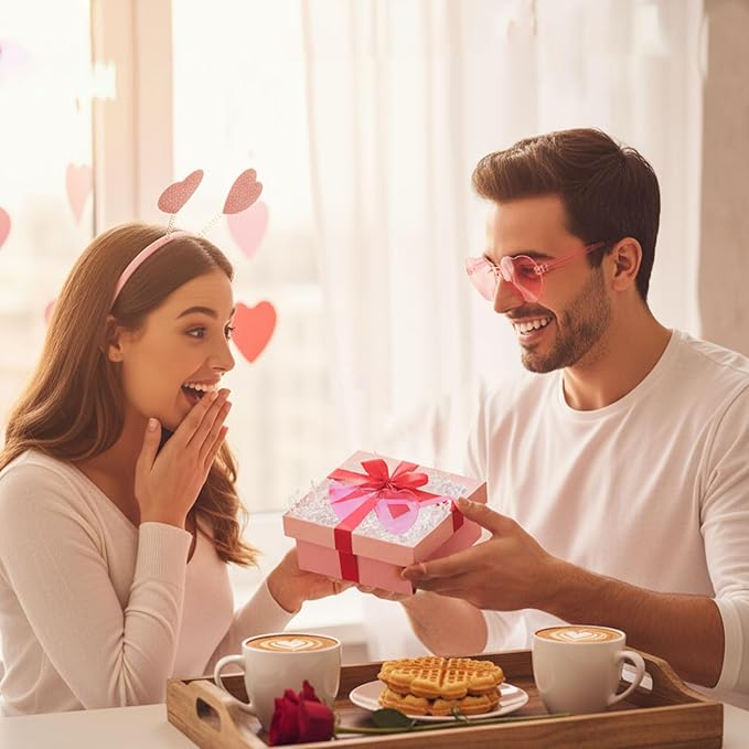 Valentines Heart Headband and Heart Sunglasses 24Pcs Pink Valentine's Day Accessories for Women Glitter Cupid Accessories for Valentine Wedding Anniversary Birthday Engagement Party Favors