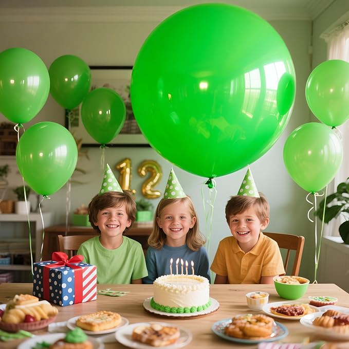 KAWKALSH Lime Green Balloons 9pcs 36 Inch Extra Large Big Jumbo Giant Neon Yellowish Light Green Latex Balloons for Graduation Halloween Summer Baby Showers Birthday Party Decorations