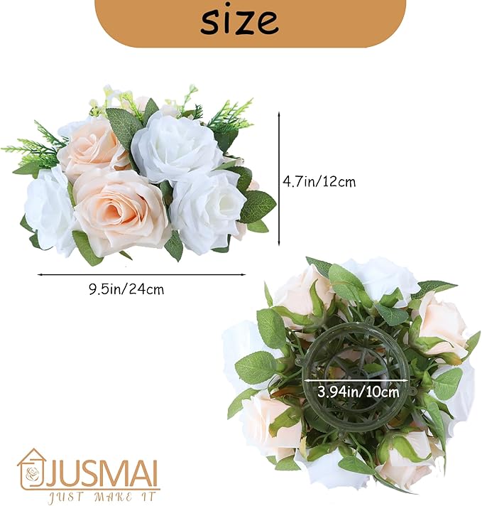Artificial Flowers Ball 4 Pcs Champagne White Flowers Wedding Table Centerpiece Table Decorations Flower Arrangement for Table Flowers centerpieces Wedding Flowers Wedding centerpieces