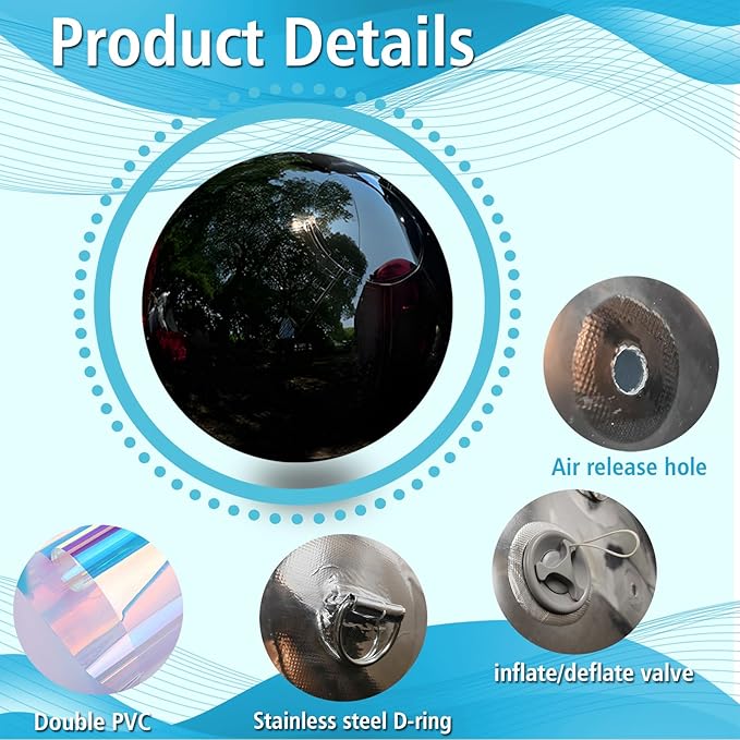 Inflatable Mirror Ball Set, 6-Piece Airtight Large Hanging & Standing Inflatable Disco Disco with 1200W Electric Pump for Party, Wedding, Pool, Events