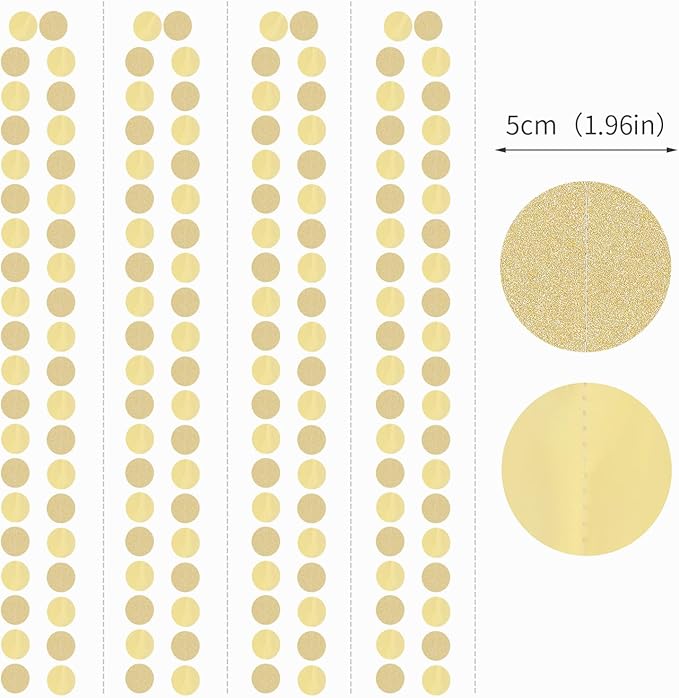 Champagne Gold Engagement Party-Decorations Paper-Garland - 52ft Glitter Wedding Hanging Streamers Banner,Bachelorette Bridal Shower Birthday Christmas Housewarming Backdrop Decor Burgleda