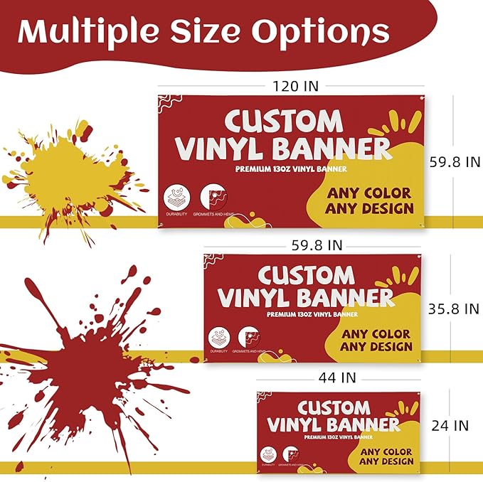 Custom Vinyl Banner, Banners and Signs Customize Outdoor or Indoor, Personalized Banner Backdrop Decorations for Birthday Party Business Event