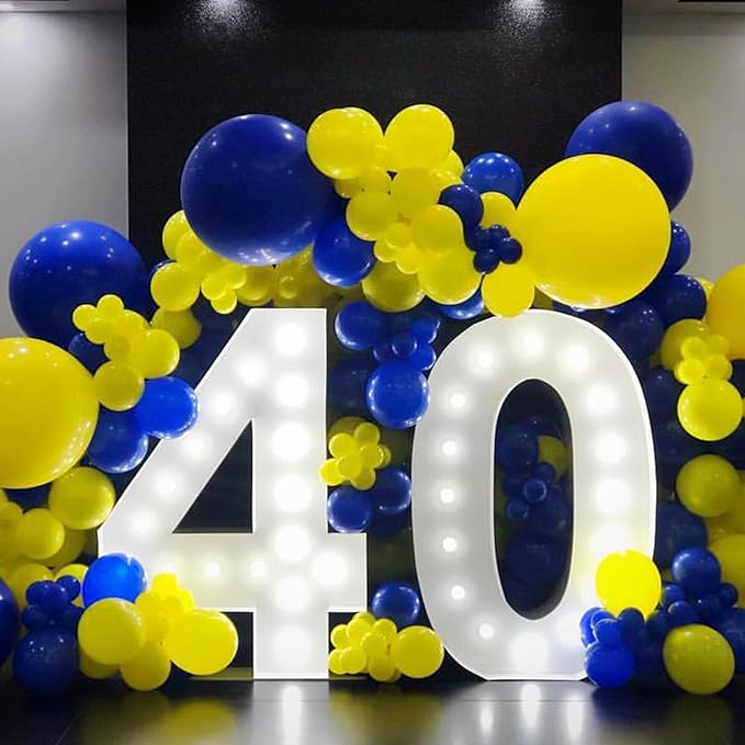 Togvu Yellow Blue Balloons, 12 Inches Blue Yellow White Balloons with Confetti Balloons Dark Blue Latex Balloon Helium for Kids Birthday Graduation Baby Shower Socer Party Decoration
