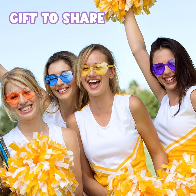 12 Pack Heart Sunglasses for Women Transparent Heart Glasses for Bachelorette Birthday Party Favor Gifts