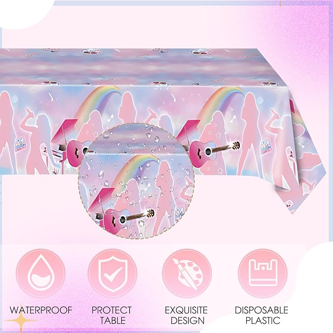 41Pcs Birthday Party Decorations,Music Lover Party Tableware Set, Include Singer Party Plates Napkins Tablecloth丨Singer Themed Party Girls Birthday Fans Celebration Party Supplies,Serves 20