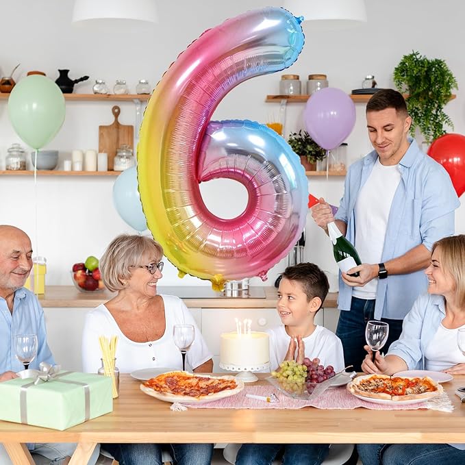 Smlpuame 40 inch Number Balloon 0-9 Gradient Rainbow Large Number 70 Balloons for 70th Birthday Party Celebration Decorations Supplies