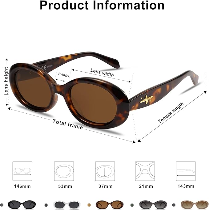 SOJOS Small Retro Oval Polarized Sunglasses for Women Men 90s Vintage UV400 Protection Tiny Sun Glasses SJ2286
