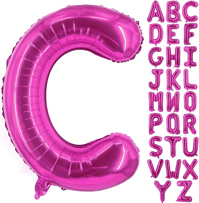 Lovoir 40 Inch Large Hot Pink Letter C Balloons Big Size Jumbo Mylar Foil Helium Balloon for Birthday Party Celebration Decorations Alphabet Hot Pink C