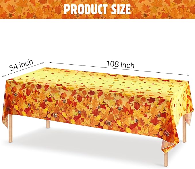 Fall Maple Leaves Tablecloth Thanksgiving Fall Party Table Cover Autumn Maple Leaves Table Cover Fall Plastic Table Decoration for Harvest Festival Party Dinner Home Table Supplies Decor (6 Pieces)