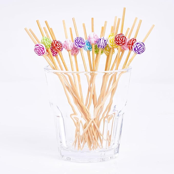 PuTwo Cocktail Picks Sicks for Sandwich Appetizer Decorative Drinks Picks-100ct, 4.7" in 100 Counts, Colors may vary