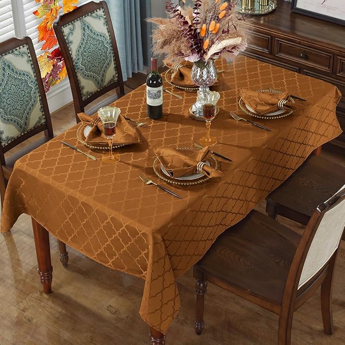 SASTYBALE Fall Jacquard Napkins 20x20 Inch - Flower Pattern Brown Polyester, Spill Proof Wrinkle Resistant, Tabletop Decor for Thanksgiving Turkey Dinner, Fall Kitchen Dining & Holiday Parties