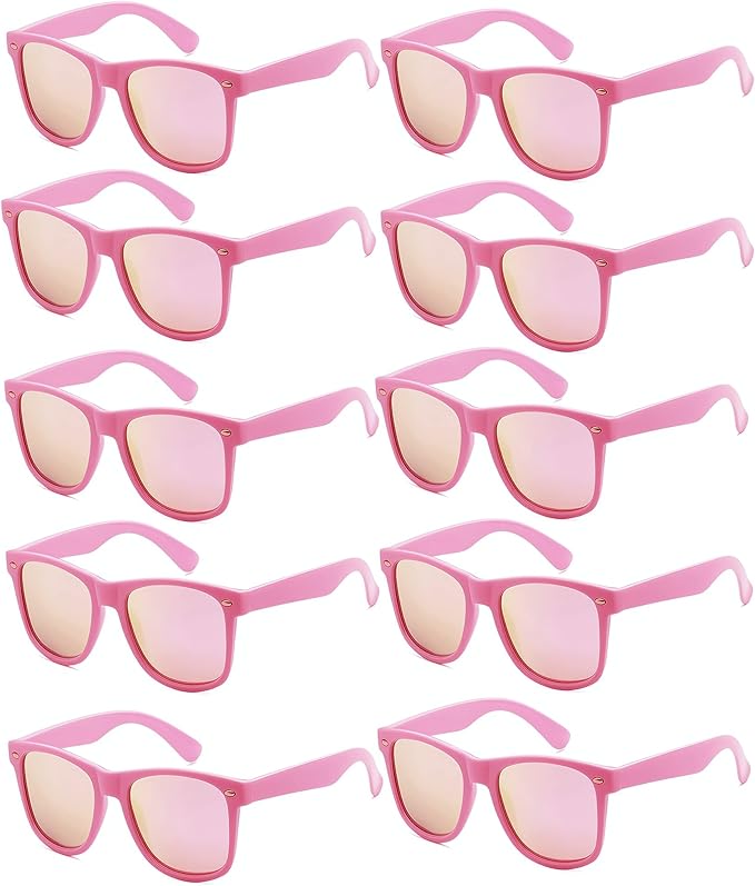 Fsmiling Pink Sunglasses Bulk Adult Party Sunglasses 80s Sunglasses Pack for Men Women Party Favors-10Pack