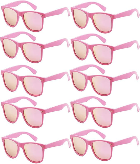 Fsmiling Pink Sunglasses Bulk Adult Party Sunglasses 80s Sunglasses Pack for Men Women Party Favors-10Pack