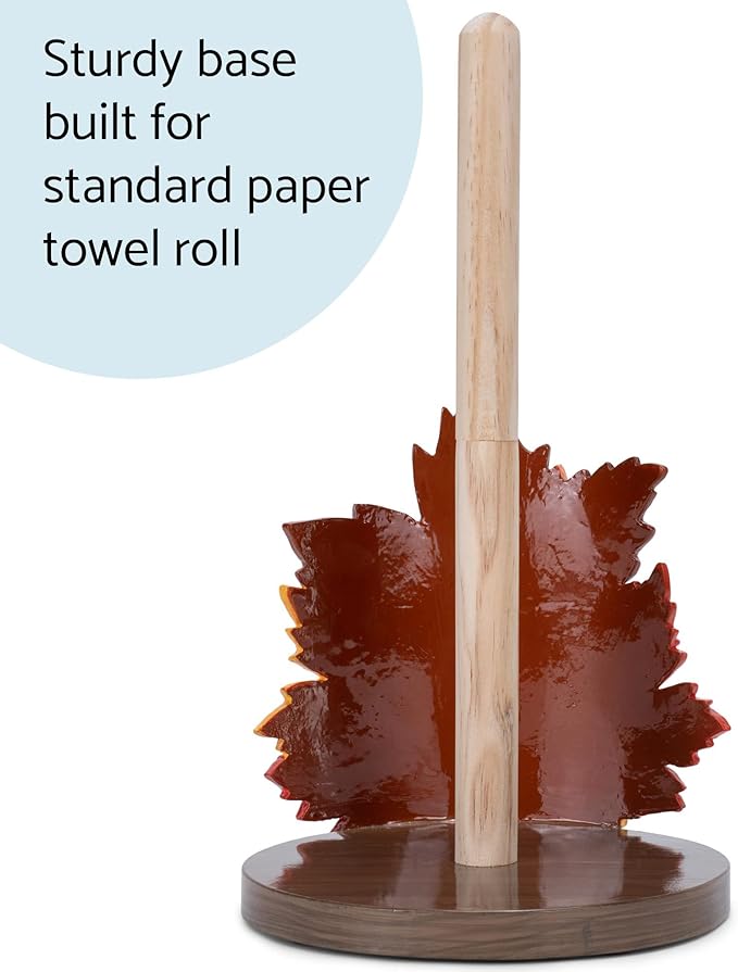 Elanze Designs Fall Leaves 12 inch Resin and Wood Harvest Paper Towel Holder