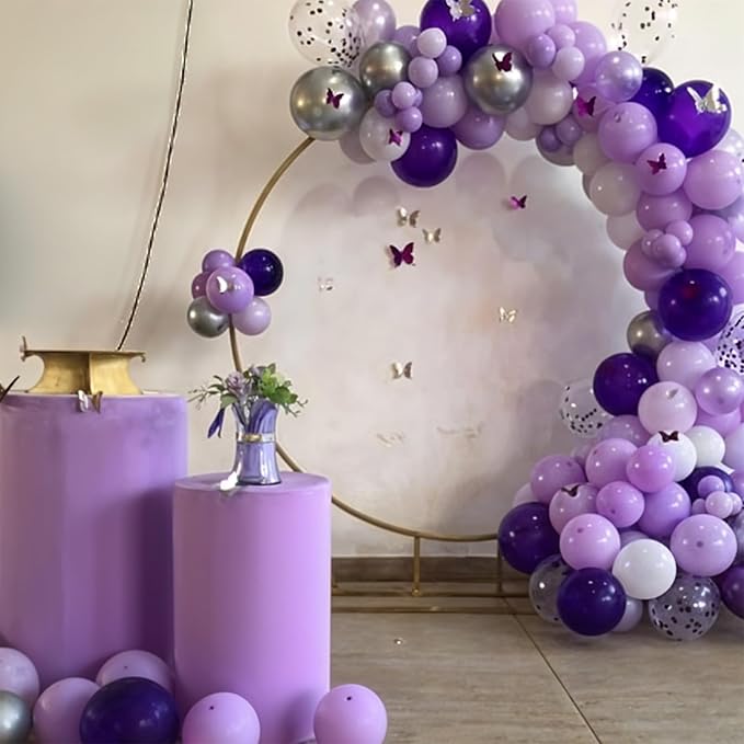 Purple Balloons, 50pcs Metallic Purple Balloons, Pearl Light Purple Retro Balloon, Purple Confetti Balloon for Girl Woman Birthday Party Baby Shower Gender Reveal Wedding Bridal Shower Decoration