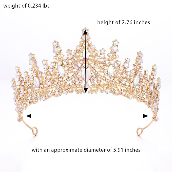 Tiara for Women Crystal Queen Crowns Rhinestone Princess Tiaras for Girl Wedding Headband for Bride Hair Accessories for Halloween Costume Birthday Party Prom Mother's Gifts