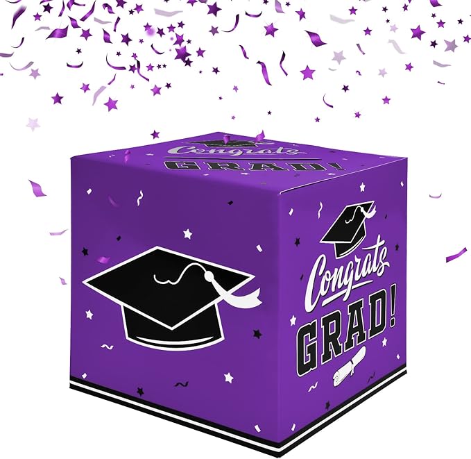 Gatherfun Graduation Party Decorations Graduation Box Graduation Card Box for Graduation Gift Graduation Party Favors Decor Party Supplies Purple