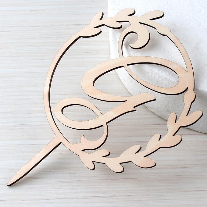 LINGTEER Personalized Inital Letter G Wooden Cake Topper Perfect for Birthday Rustic Wedding Anniversary Party Keepsake Decoration