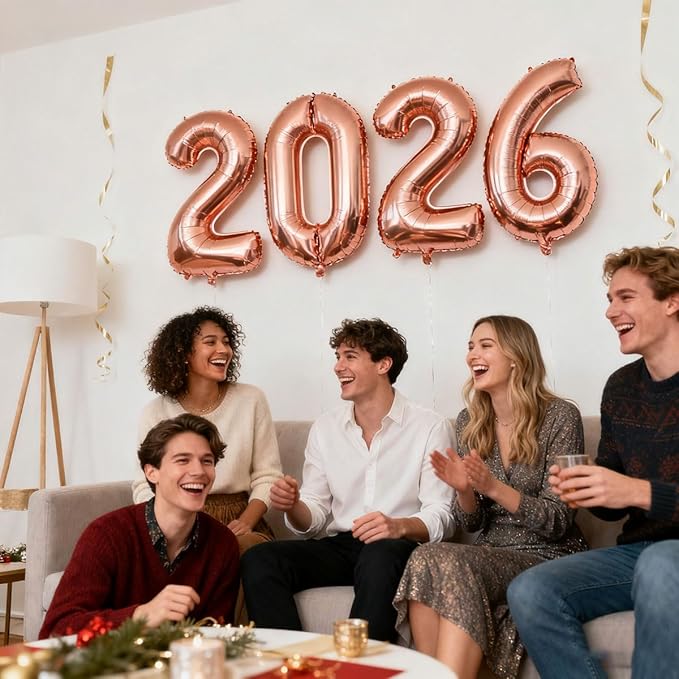 2026 Balloons Rose Gold Number 2026 Balloon-16 Inch Number Foil Balloons for New Year Eve Party Supplies Birthday Graduation Anniversary Party Decor 2026 Decorations