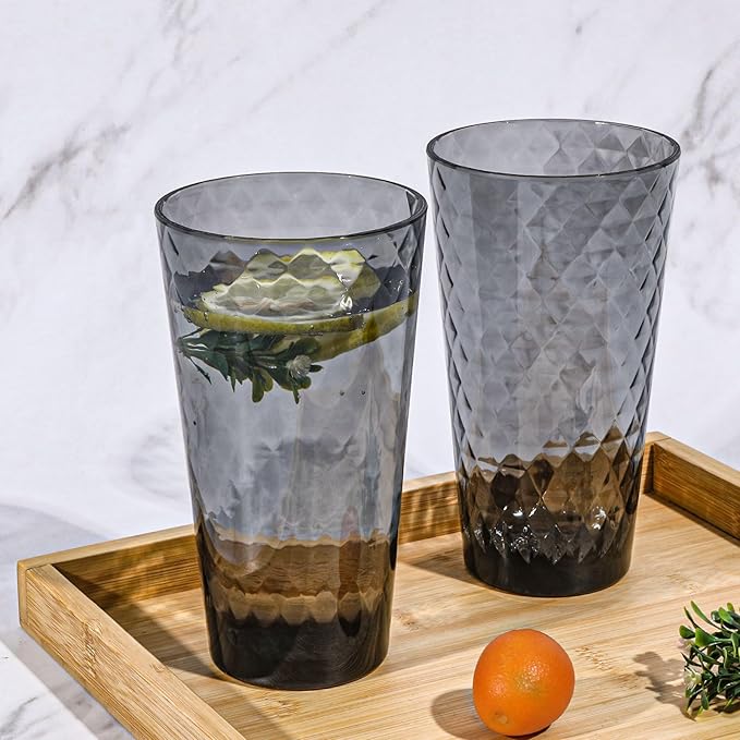 BPA-Free Plastic Tumblers 8 Pack (8x22oz) | Reusable Dishwasher Safe | Stackable Shatterproof Cups | Plastic Drinkware & Drinking Tumblers for Restaurant, Home, Party