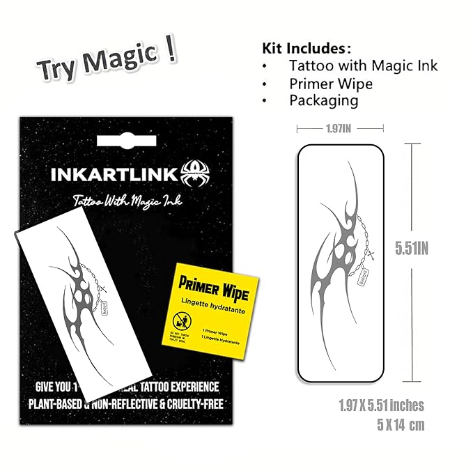 INKARTLINK Semi Permanent Tattoo, Temporary Tattoo, Beautiful and Realistic Design, Fun Tattoo Experience, Cruelty-free, Non-reflective, Waterproof (Alien Blade)