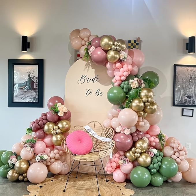 Fairy Theme Balloons Arch Pastel Pink Purple Green Balloons Garland Dusty Green Retro Hot Pink Latex Balloon for Girls Birthday Garden Wildflower Fairy Tea Party Baby Shower Woodland Decorations