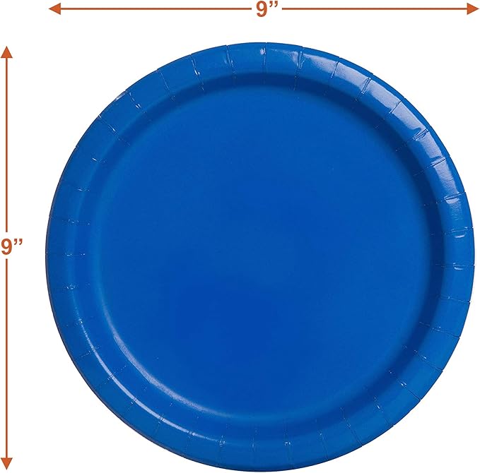 Solid Blue Paper Dinner Plates and Luncheon Napkins, Blue Party Supplies and Table Decorations (serves 16) - Tableware Disposable Set