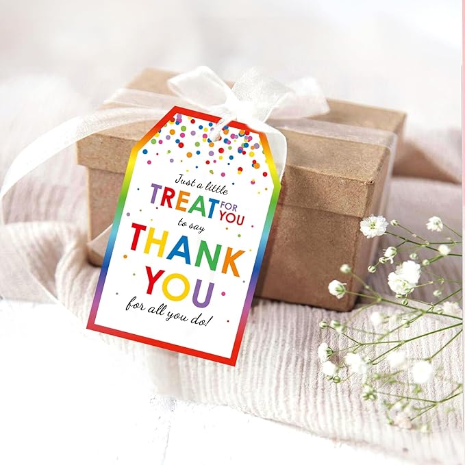 G2PLUS Thank You Tags, 50PCS Thank You for All You Do Tags, Colorful Dots Treat Thank You Tag, Thank You Paper Gift Tag with String for Present Wrapping, Gift Bags, Party Favors