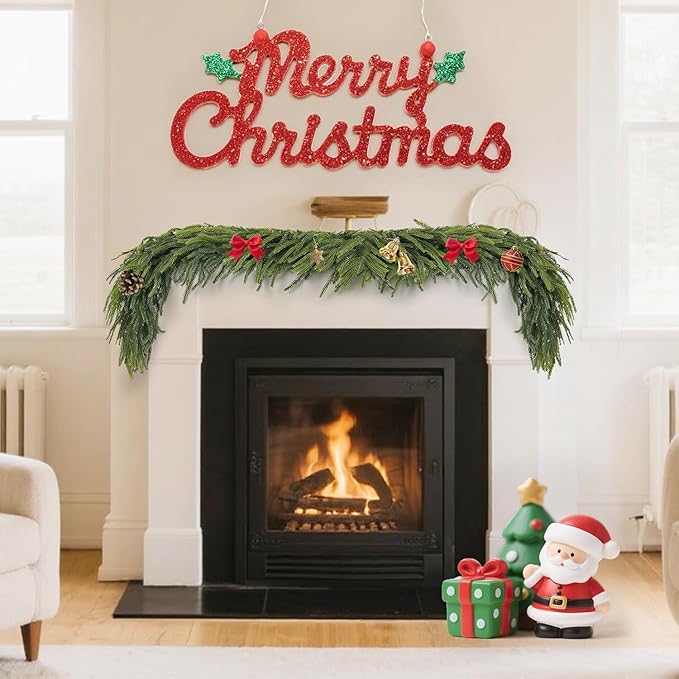 6FT Artificial Norfolk Pine Garland – Real Touch Greenery Garland, Dense Green Plants for Indoor Outdoor Christmas, Holiday, and Home Decoration (1, 9FT)