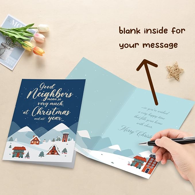 Neighbors Christmas Card, Heartfelt Holiday Greeting to Show Appreciation, Xmas Card Gift Ideal for Next-Door Friends