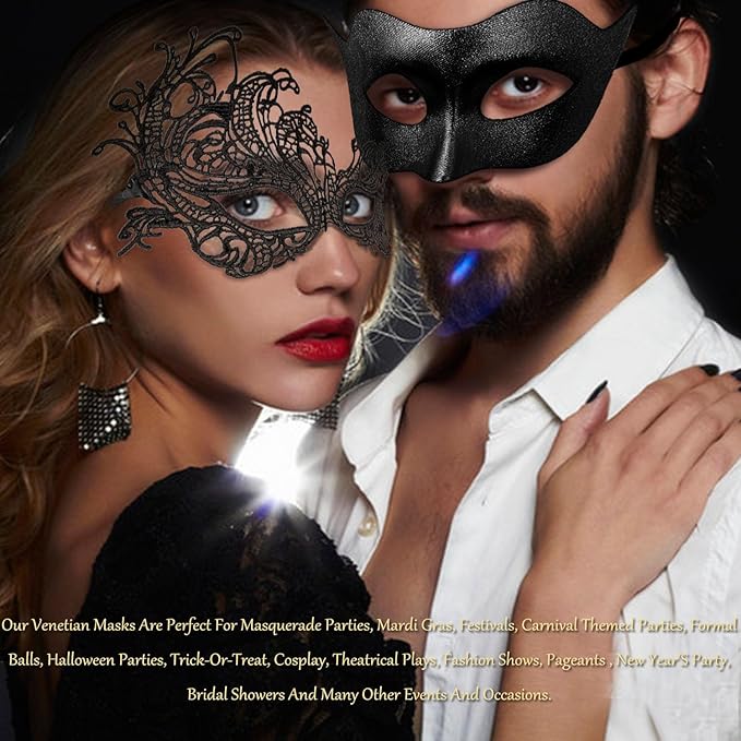 MYMENU Masquerade Masks for Women Couple Men Venetian Mask Halloween Carnival Mask for Party Prom Costume