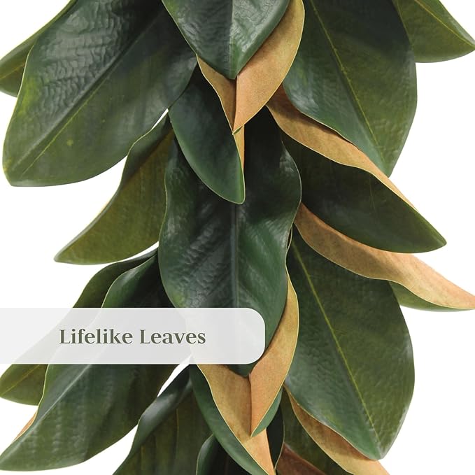CG Hunter Holiday Collection Faux Garland, Premium Artificial Indoor and Outdoor Large 9-ft Magnolia Leaf Christmas Garland, Christmas Decorations and Holiday Greenery