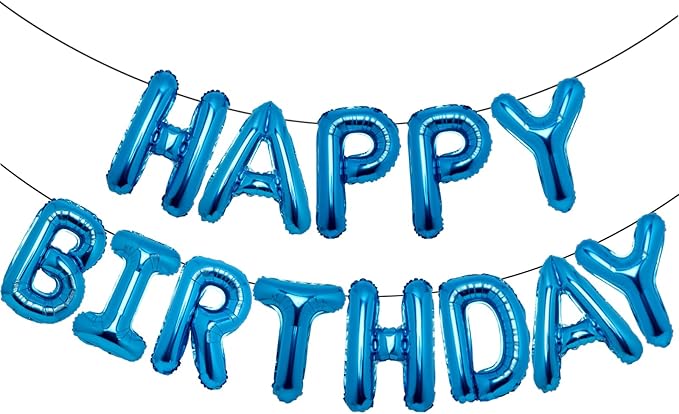 Accevo Dark Blue Happy Birthday Banner 16 Inch Mylar Foil Letters Balloons Happy Birthday Balloon for Kids, Child, Adults, Boys & Girls Happy Birthday Sign Birthday Party Decorations Supplies