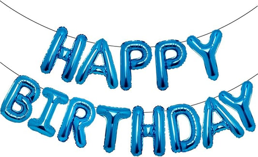 Accevo Dark Blue Happy Birthday Banner 16 Inch Mylar Foil Letters Balloons Happy Birthday Balloon for Kids, Child, Adults, Boys & Girls Happy Birthday Sign Birthday Party Decorations Supplies
