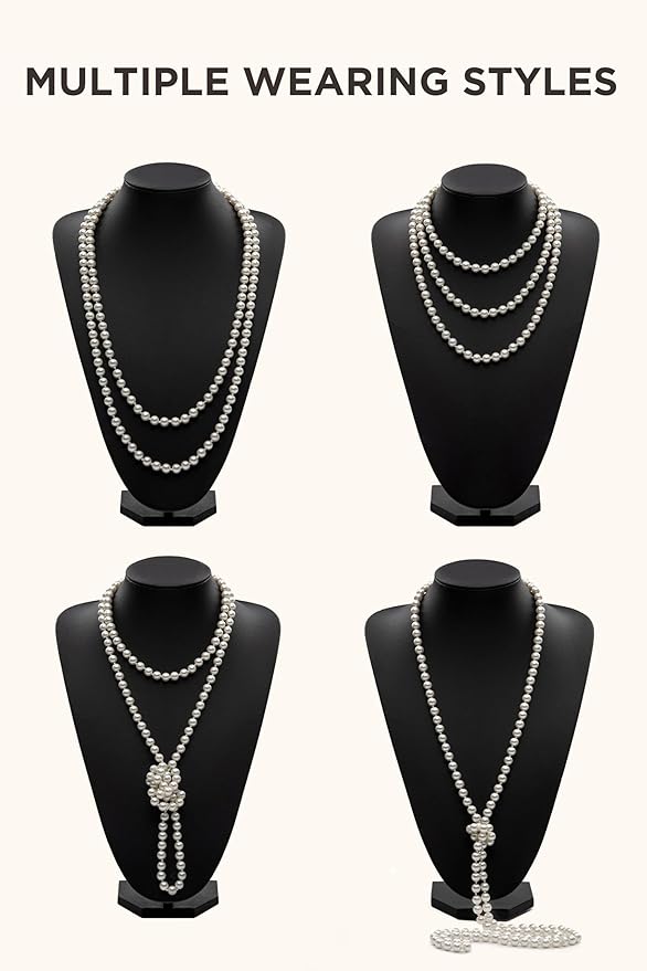 BABEYOND 1920s Flapper Accessories Gatsby Costume Accessories Set 20s Flapper Headband Pearl Necklace Gloves