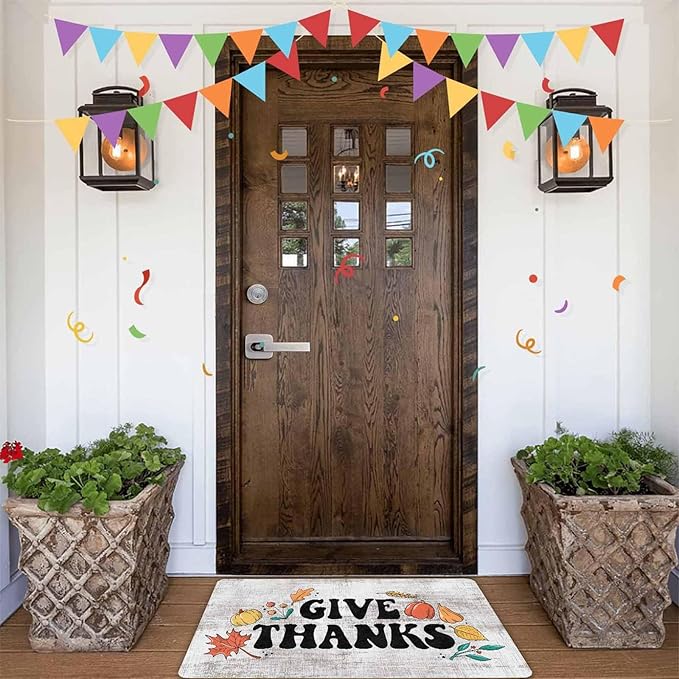 InterestPrint Fall Thanksgiving Door Mat, Autumn Maple Leafs Welcome Mat Non-Slip Entr Doormat Floor Mats Indoor Outdoor Home Living Room Kitchen Autumn Harvest Vintage Thanksiving Fall Decoration