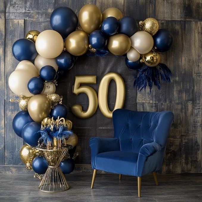 Navy Blue Balloons 125 PCS Different Sizes 18 12 10 5 Inch Dark Blue Balloon Arch Kit Garland for Birthday Party Baby Shower Graduation New Year Weddings Father's Day Party Decorations