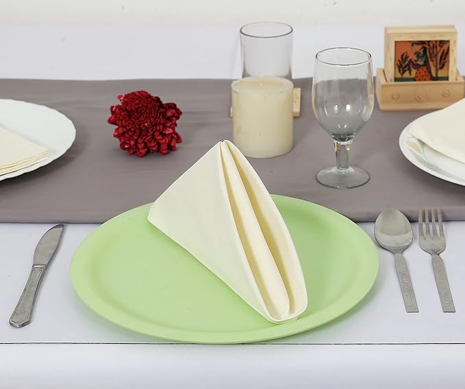 TARAN LIVING Solid Napkin Set Dinner Table Thick Cotton Washable Perfect for Dining Table Cloth Dinner Napkin Sets for Gifting Cotton Table Decor & DIY - Off White, Pack of 4 18x18 Inchs