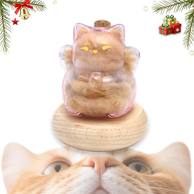 【NEW】Memorial Bottle for Pet Hair with Base, Pink Cat Pet Fur Keepsake, Pet Hair Memorial Keepsake, Pet Memorial Gifts for Cats, Cat Keepsake Fur Holder Cat Whisker Jar Memory Sympathy Gift - Pink